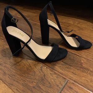 Women's Brash Houston Size 9.5 Black 4.5" High Heels Ankle Strap